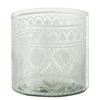 J-Line windlicht Patroon - glas - transparant/wit - small