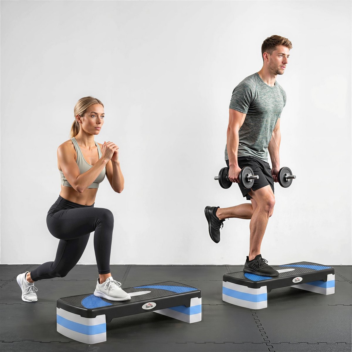 Aerobic stepper 3-stage height adjustable 80 x 31 x 20 cm black + gray