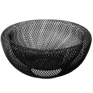 RUNDE OBSTSCHALE AUS METALL, SCHWARZES GITTER °25X12CM LL82827