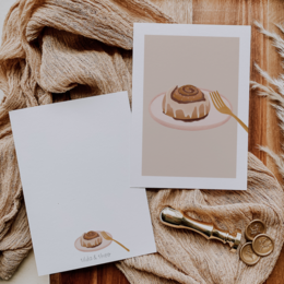 Postkarte Zimtschnecke Schweden - Grußkarte Frühstück Einladung Kanelbulla