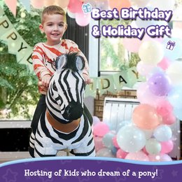 PonyCycle Offizielles Aufsitzspielzeug Modell U Zebra Größe 3 und 4 mit Bremse