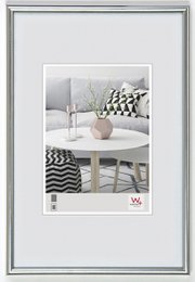 Silver plastic picture frame, modern minimalist design, multiple sizes available, wall display.