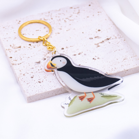 Keychain Puffin Island made of acrylic - gift travel key ring puffin