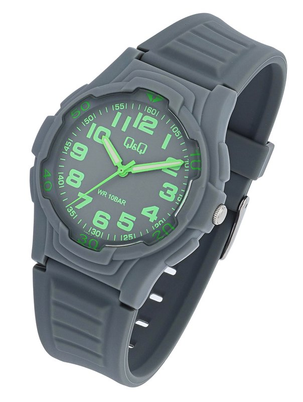 Q&Q men's watch with silicone strap, 10 BAR, gray