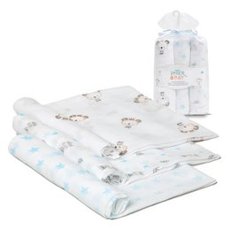 SWADDLES 80X80 - PACK3 - 100% COTTON - BLUE