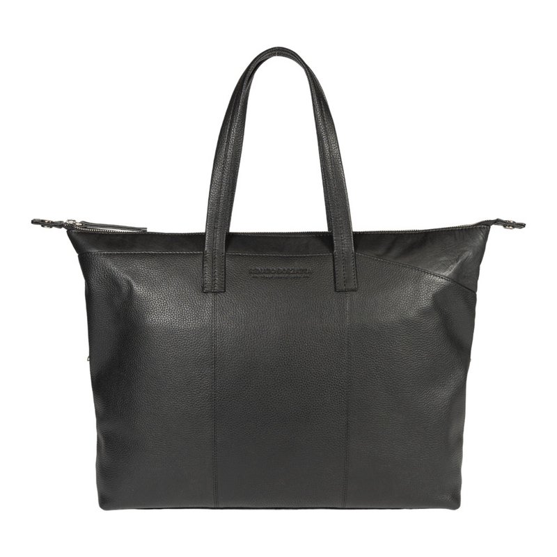 RB2004A | Borsa Shopping Trasformabile in Bauletto in Vera Pelle pieno fiore, grana dollaro/leggera. Doppio manico. Colore Nero. Dimensioni: cm 43 x 36 x 14. Confezione: Sacchetto in Tessuto non Tessuto