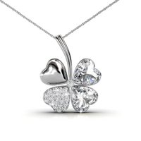 Pendentifs Four Leaf  - ArgentÃ© et Cristal