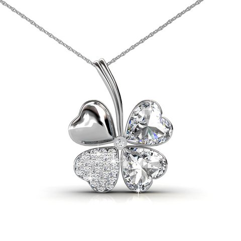 Pendentifs Four Leaf  - ArgentÃ© et Cristal