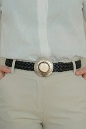 Narrow black leather belt
