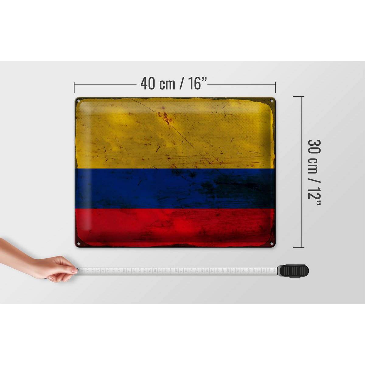 Tin Sign Flag Colombia 40x30cm Flag Colombia Rust