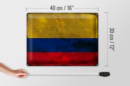 Tin Sign Flag Colombia 40x30cm Flag Colombia Rust