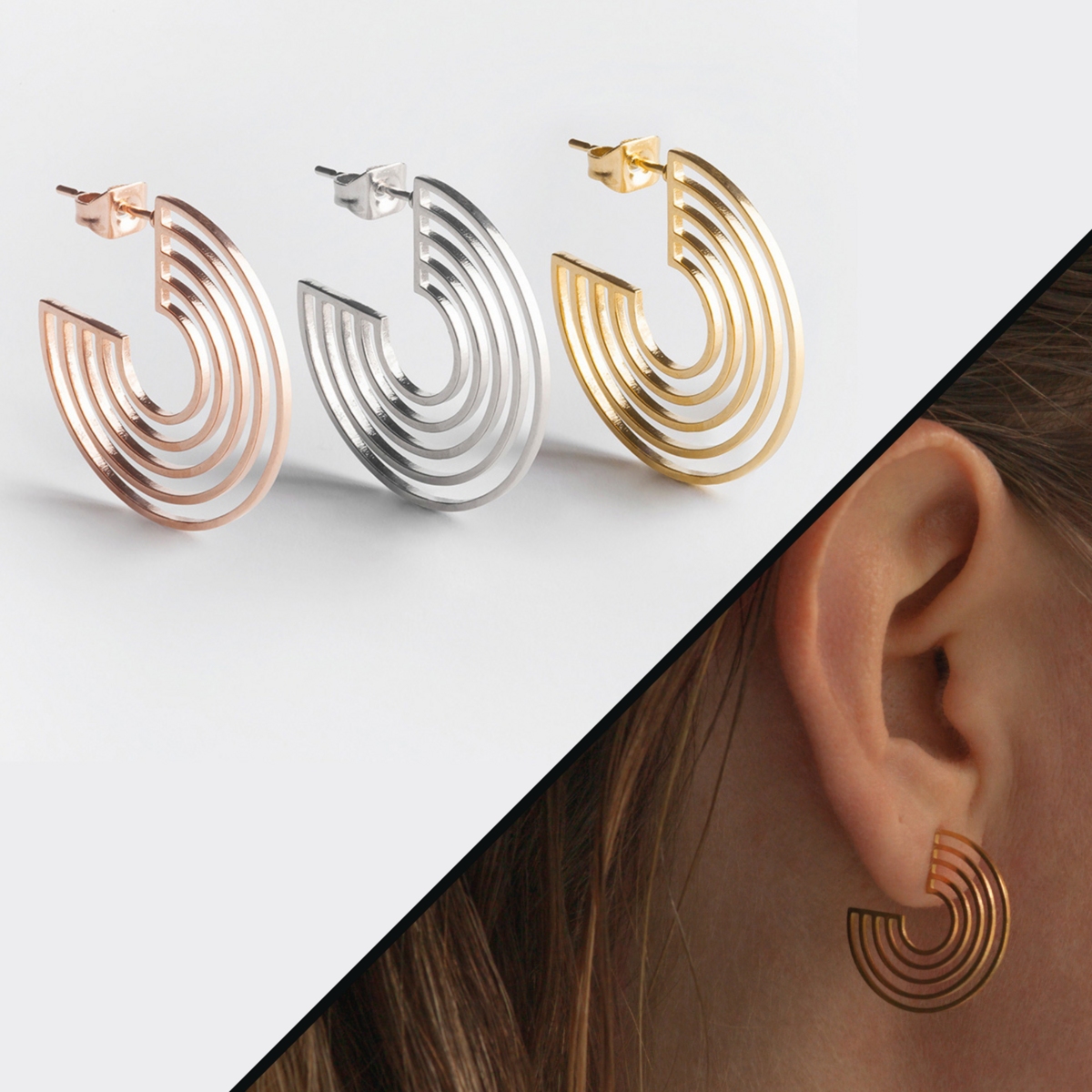 Minimalist "Rainbow" Hoop Earrings • 23mm • Hypoallergenic & Water Resistant