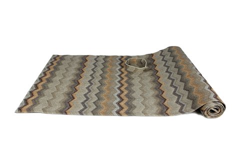 Tunk Runner Zigzag Patroon Bruin 150 cm lang synthetisch leer