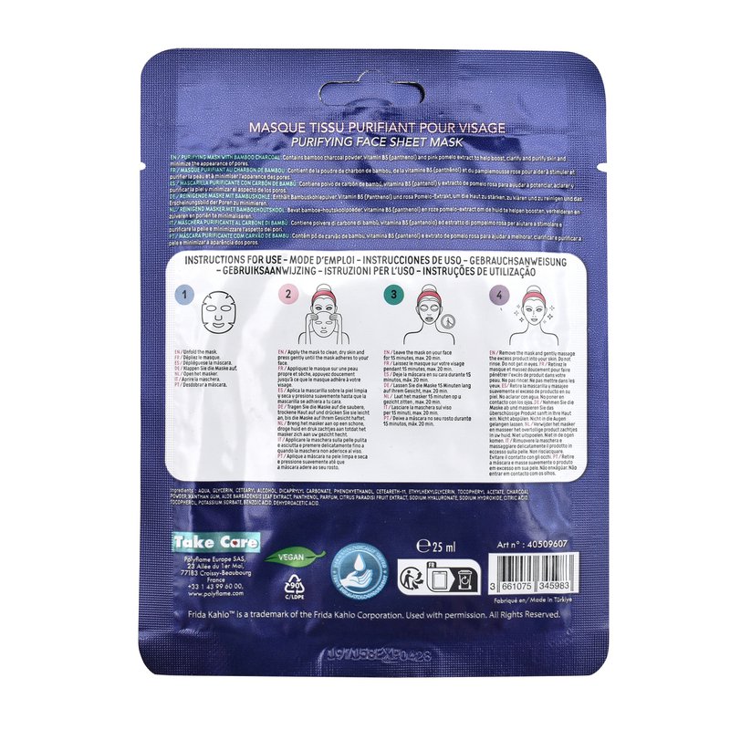 Frida Kahlo - Charcoal Sheet Mask for Face - 25 ml