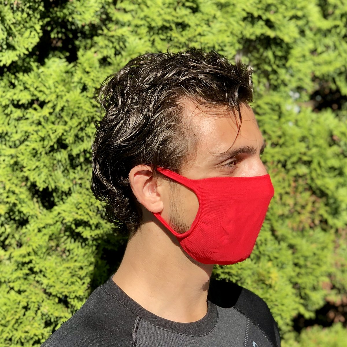 Sports mouth cap washable 2-layer Red