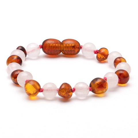 Baltic amber & rose quartz bracelet 3