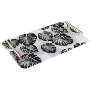 LEAF MARBLE GLASS TRAY