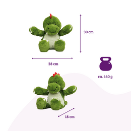Heat cushion, the natural hot water bottle as a warm cuddly toy Dino large with organic millet filling and health herbs