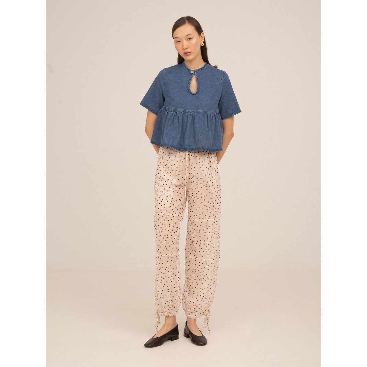 Denim top met sterrenverlichting