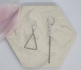 pendientes - asimetrico 3 - plata - triangulo/collar