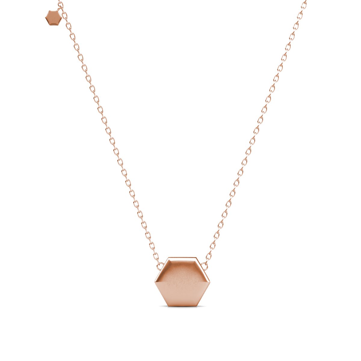 Sechseckige Anhänger – Roségold und Kristall