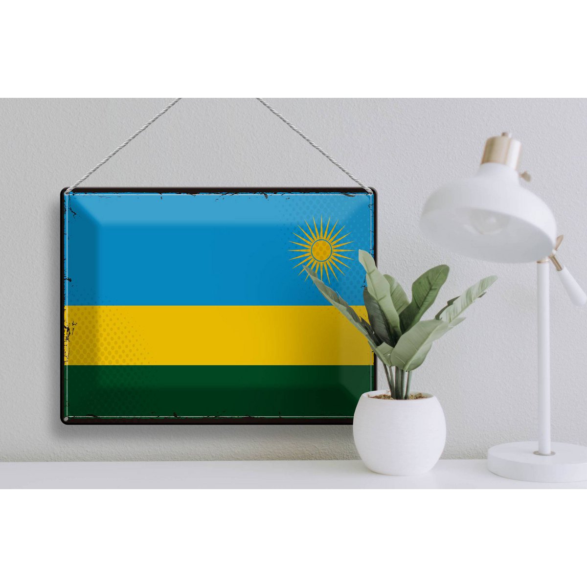 Tin Sign Flag Rwanda 40x30cm Retro Flag of Rwanda