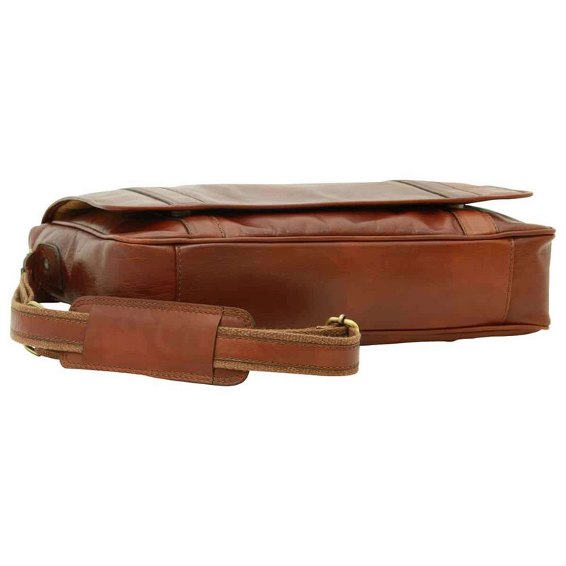 Soft Calfskin Leather Messenger Bag - Chestnut
