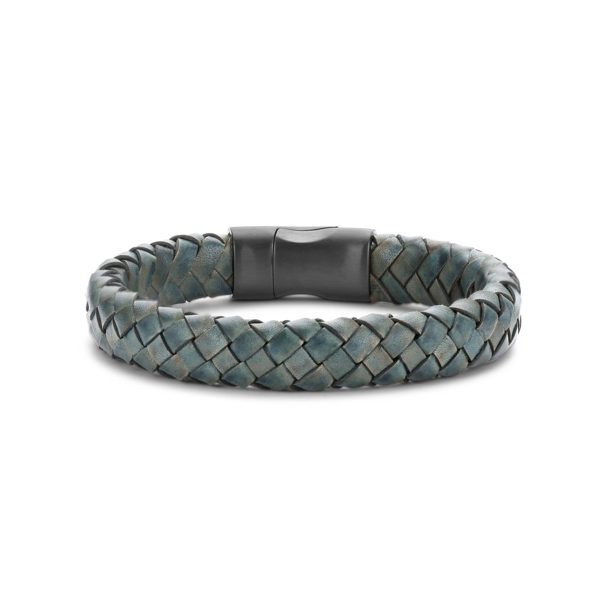 Frank 1967 7FB-0631-23 - Leren armband - heren - Gevlochten - Groen - 23cm