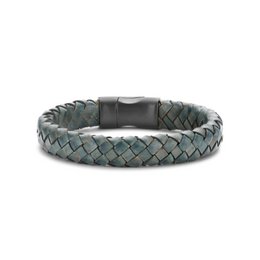 Frank 1967 7FB-0631-23 - Leren armband - heren - Gevlochten - Groen - 23cm