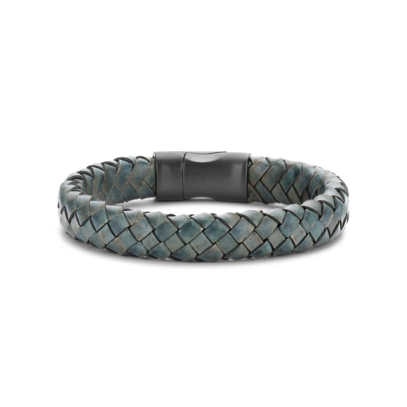 Frank 1967 7FB-0631-23 - Leren armband - heren - Gevlochten - Groen - 23cm