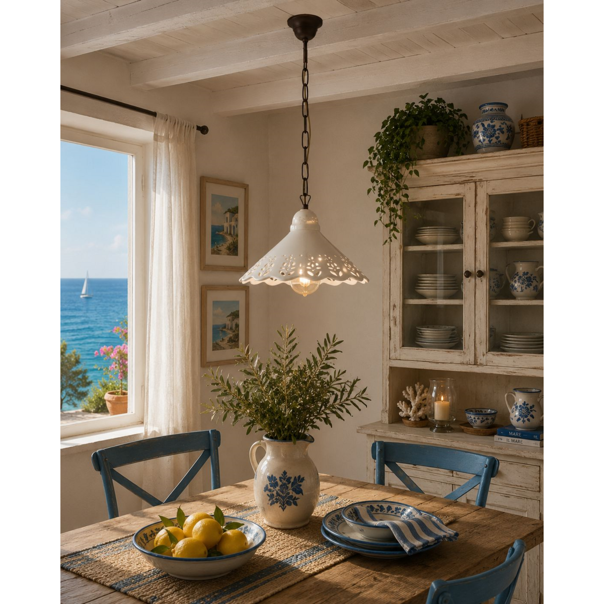 Perforated cone chandelier 30 cm with chain