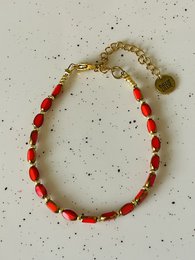 Armbånd glas perle oranjerood