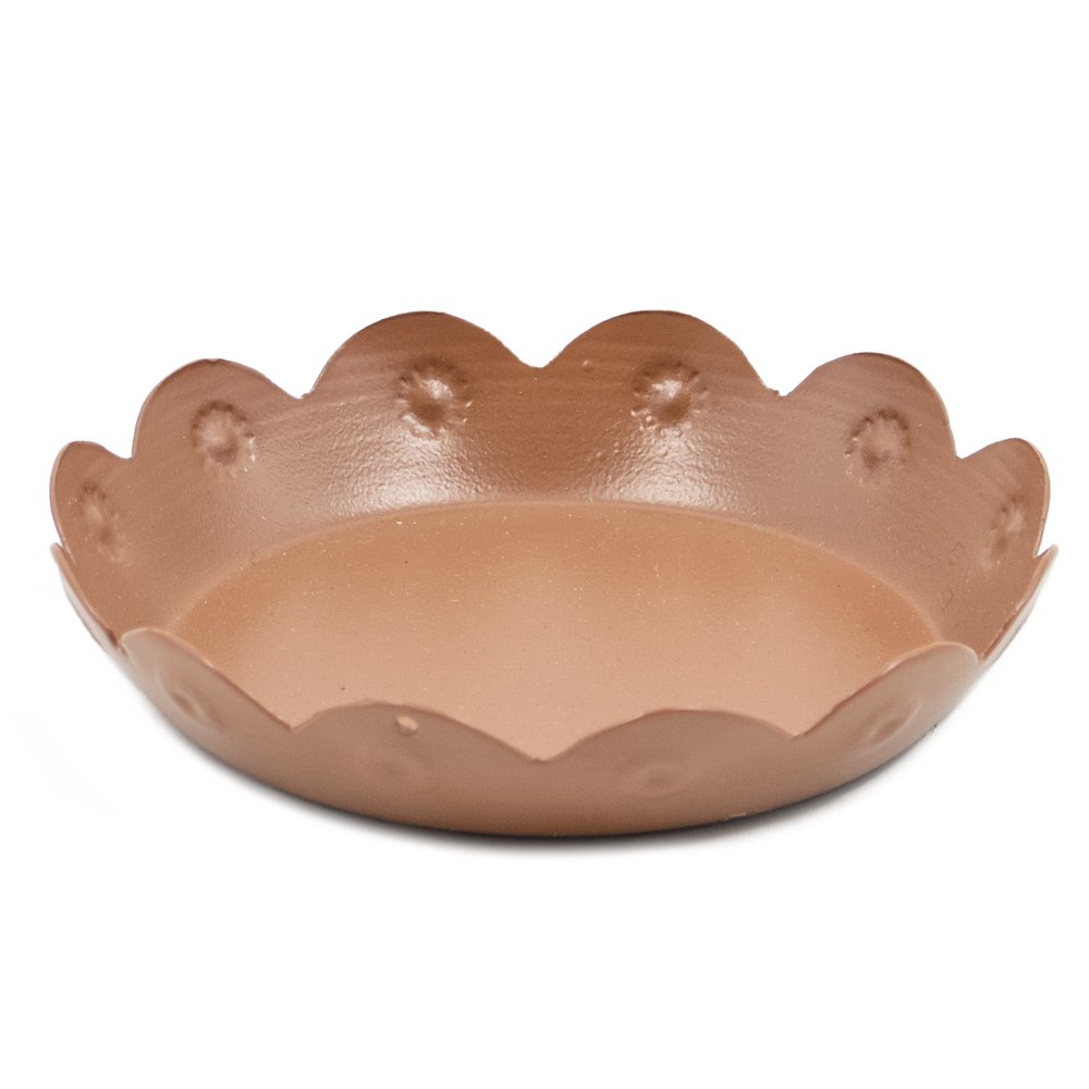 Metal dish flower brique