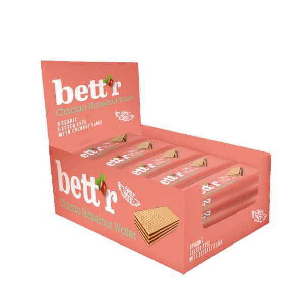 Cocoa Hazelnut Wafer, organic, Bett'r, 30g
