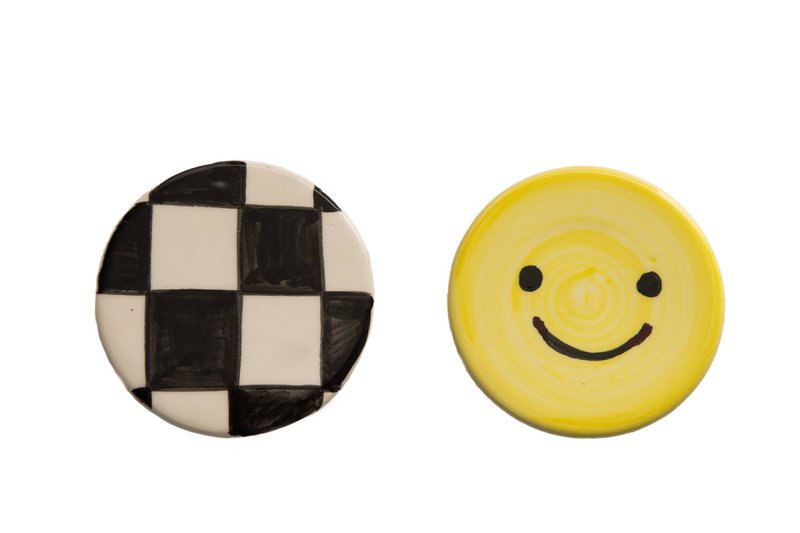 Set 2 Keramikuntersetzer (Smiley)