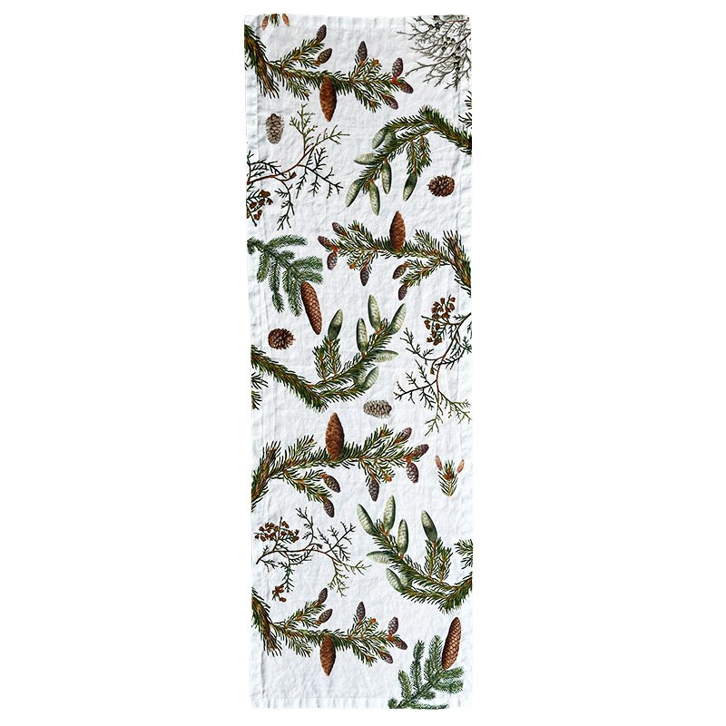 Linen table runner - Pine trees