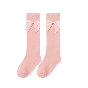 Hohe Mädchensocken mit Schleife in Rosa
