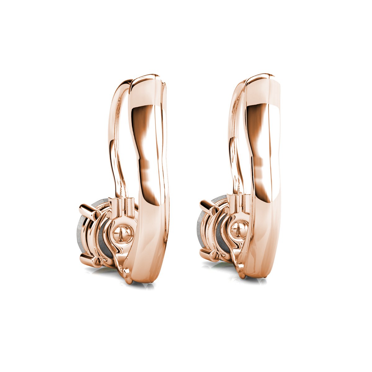 Round Earrings - Rose Gold and Crystal