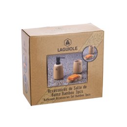 Set of 3 bamboo bathroom accessories
