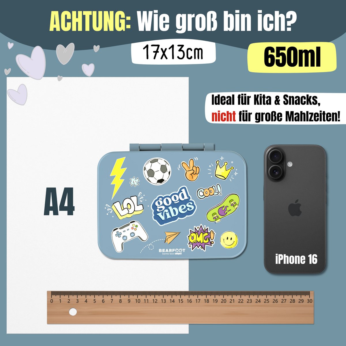 Leaf kan met compartimenten, licht en lek - sticker blauw