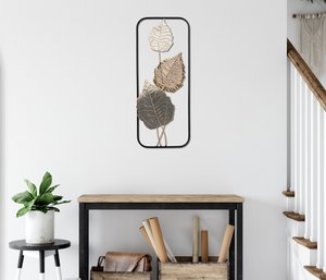 Metallbild BLÄTTER 25x61 cm – Deko modern
