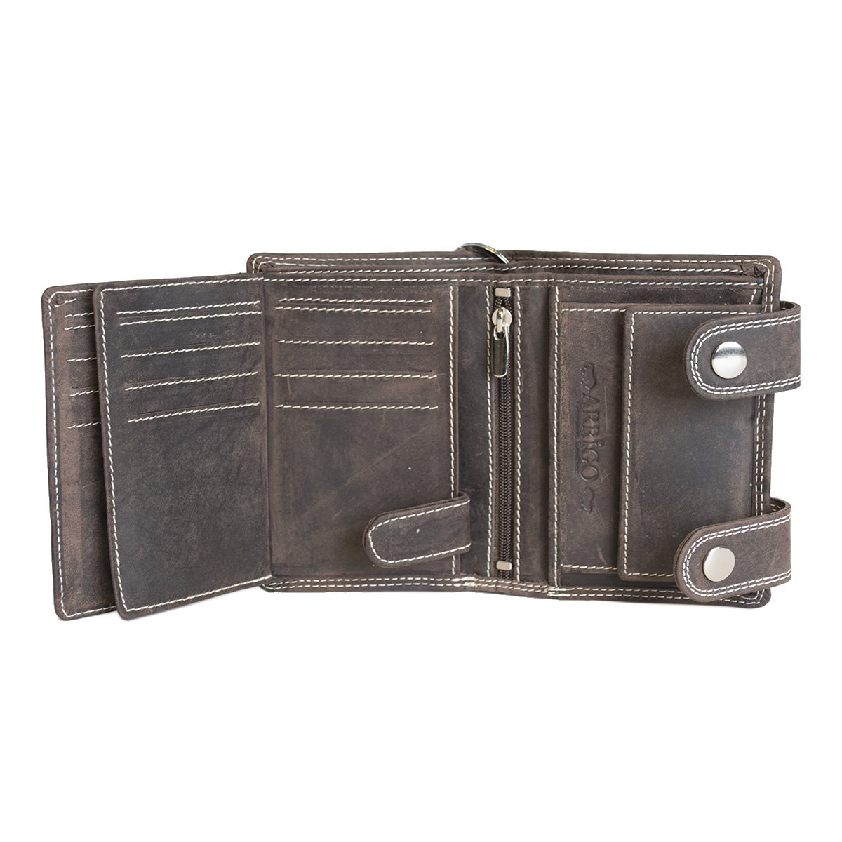 Portefeuille Homme Cuir Avec Chaîne Cuir de Buffle marron foncé