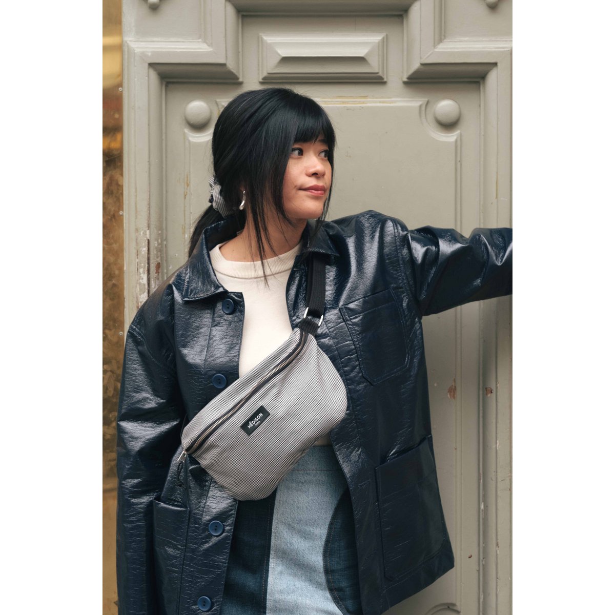 Boston fanny pack - Houndstooth (black and white)