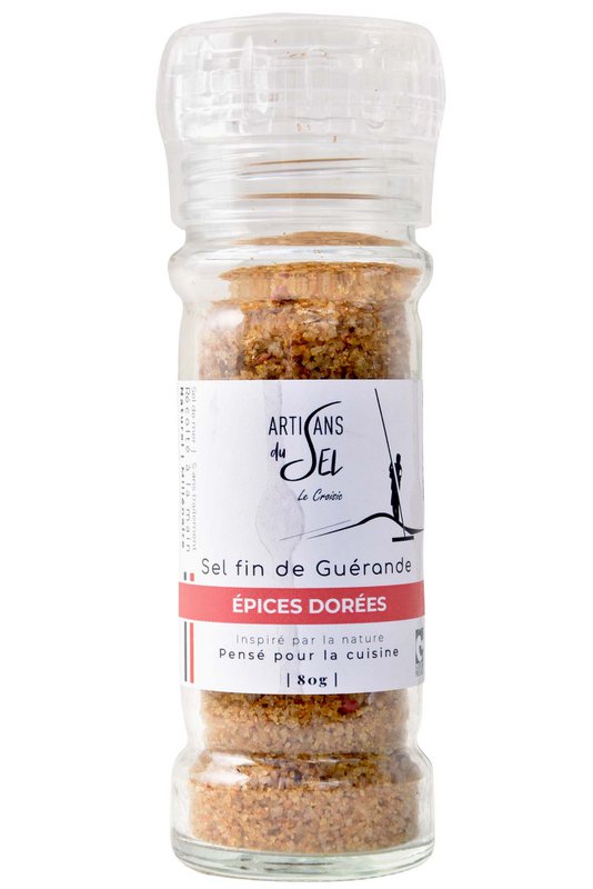 Sel fin de Guérande aux Epices Dorées - moulin rechargeable 80g | Artisans du Sel