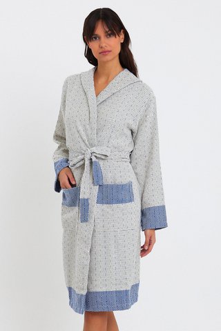 Tuval Bathrobe - Sax Blue