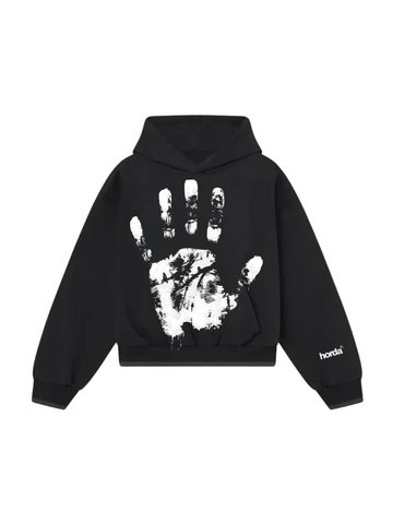 Felpa Boxy Fit Nera 330g "Hand" | Made in Italy – Horda Brand