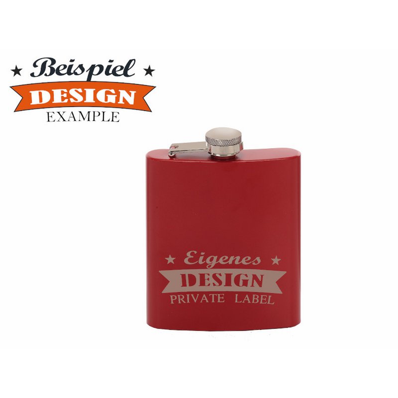Metalen heupfles, rood, 200ml