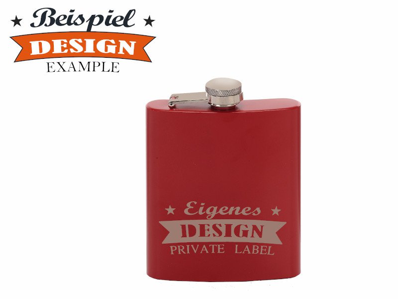 Metalen heupfles, rood, 200ml