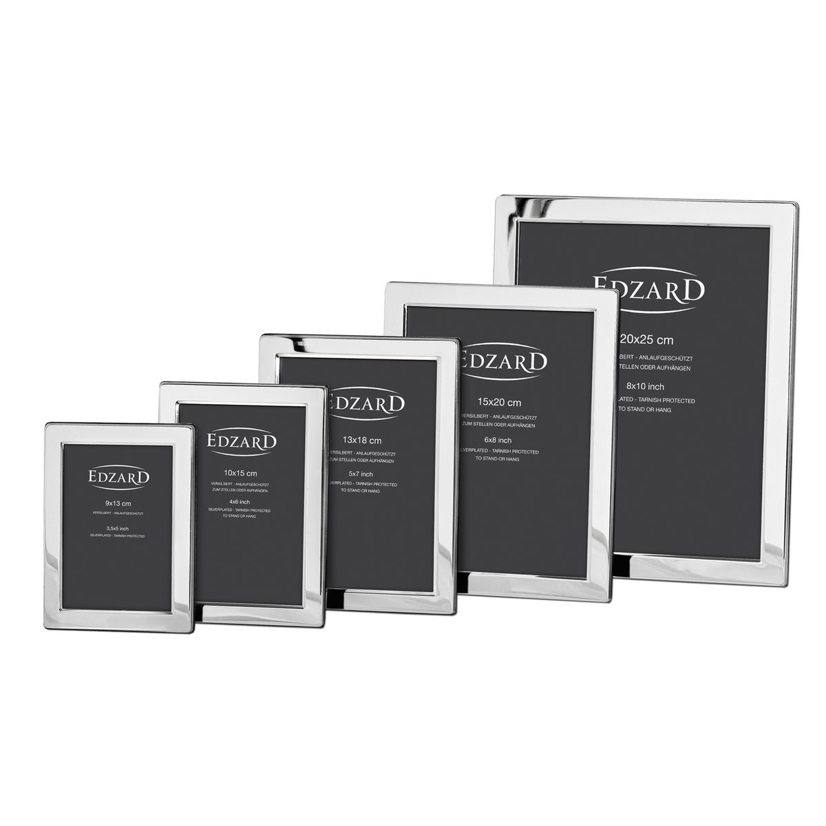 EDZARD photo frame Salerno for photo 20 x 25 cm, noble silver-plated, tarnish-resistant, with 2 hangers