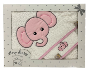 Set mit Kapuzenhandtuch und Badehandschuh für Babys